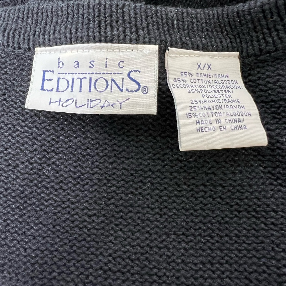 Basic Editions Vintage Christmas Sweater Vest Black Size x-large - Picture 5 of 5